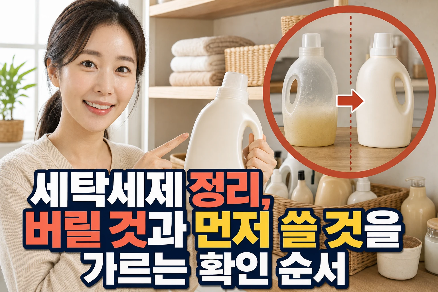 세탁세제를 계속 사용·확인 필요·사용 중지로 나눠 수납하는 순서