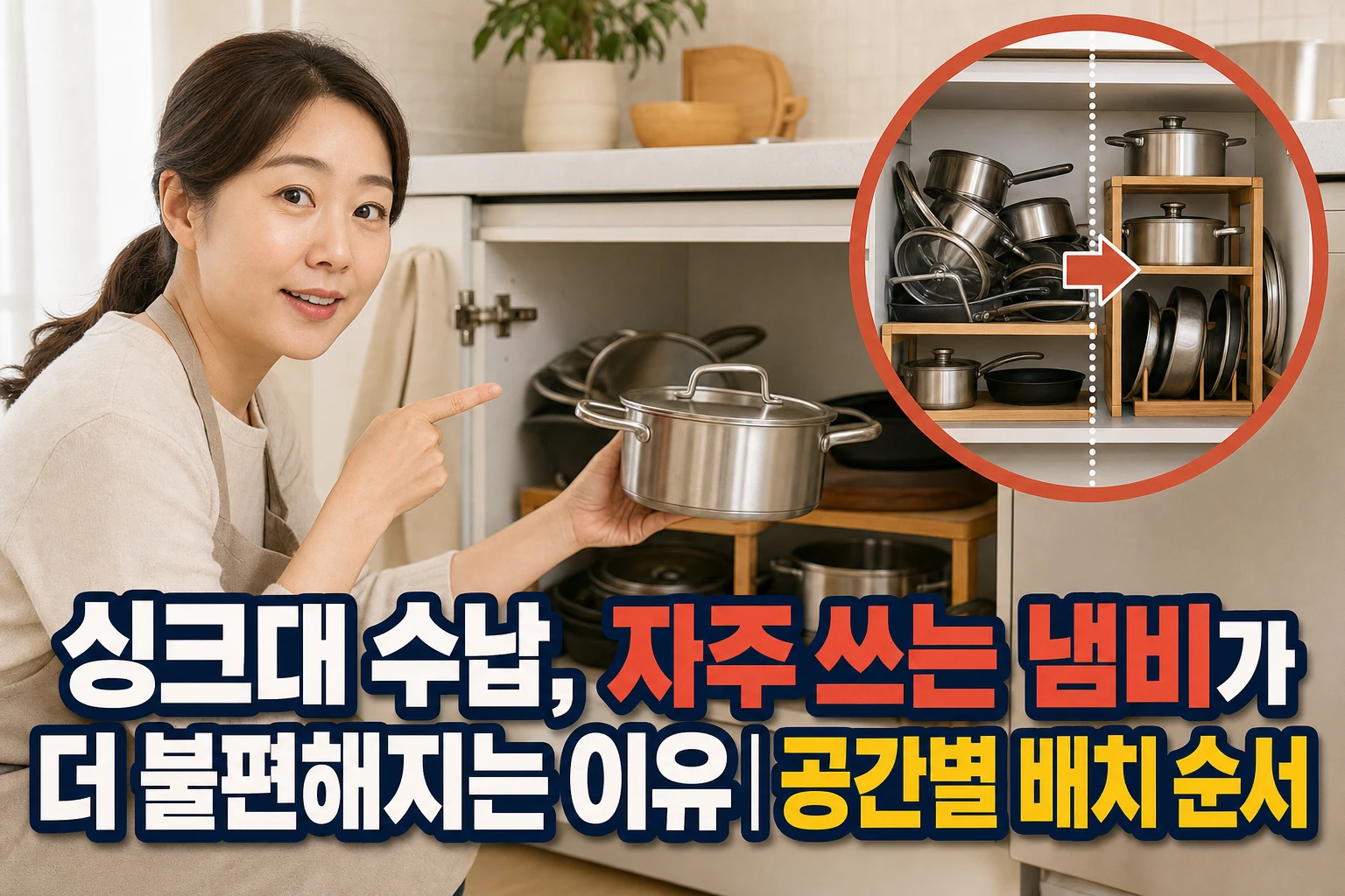 싱크대 수납, 자주 쓰는 냄비가 더 불편해지는 이유|공간별 배치 순서
